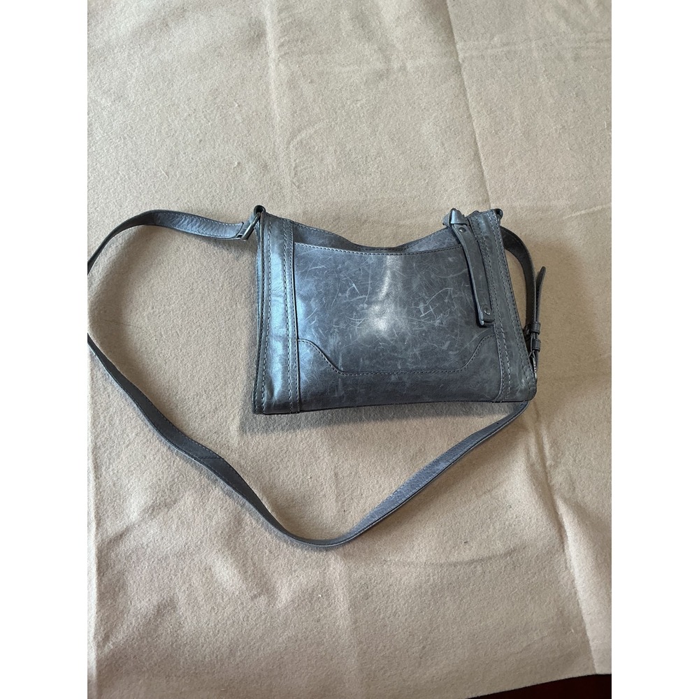 Frye Crossbody Bag Womens Small Grey Excellent Distressed Leather Messenger
